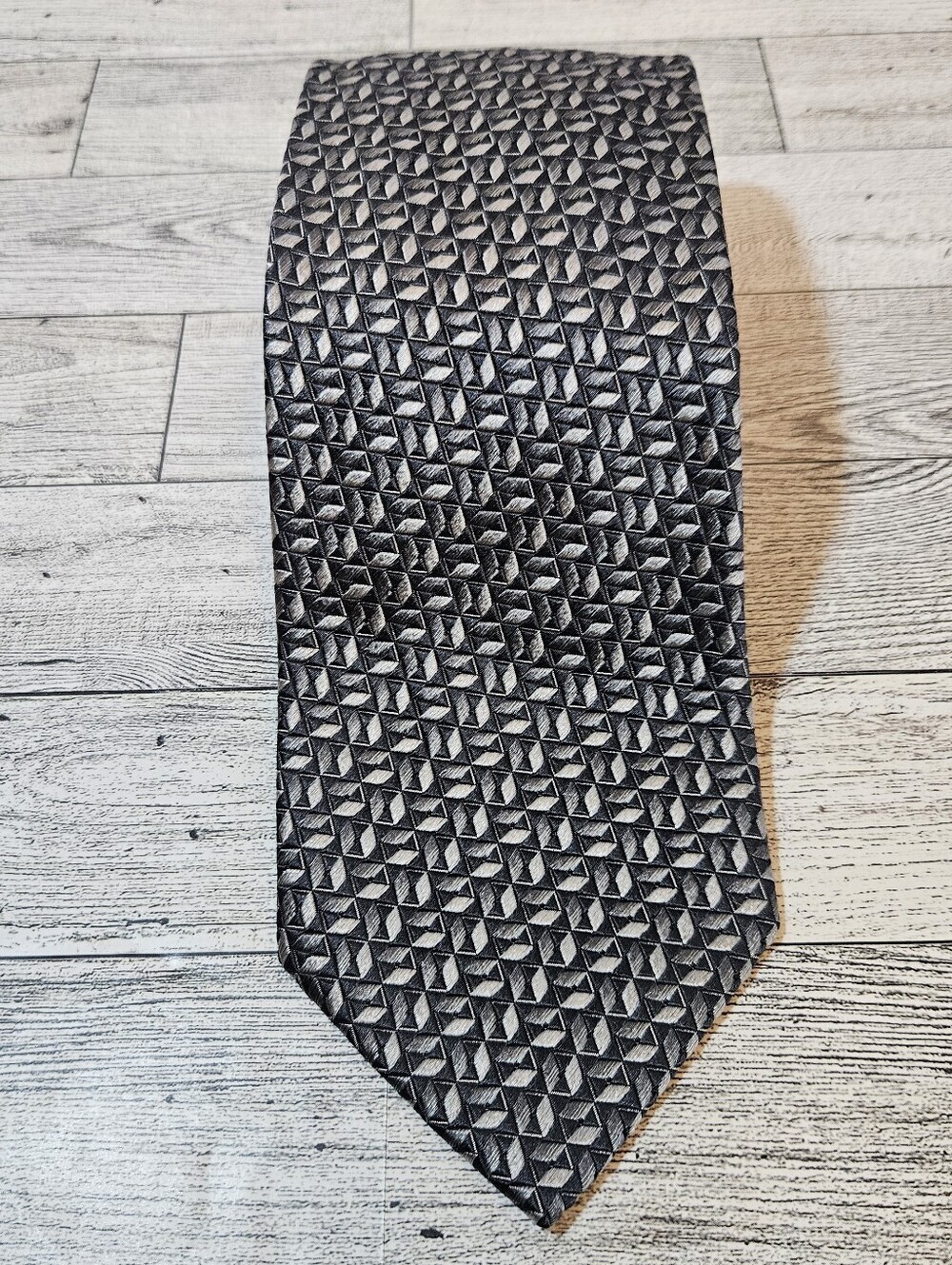 Villa Bolgheri Designer Geometric Necktie Tie 100% Silk Blue Made in Italy